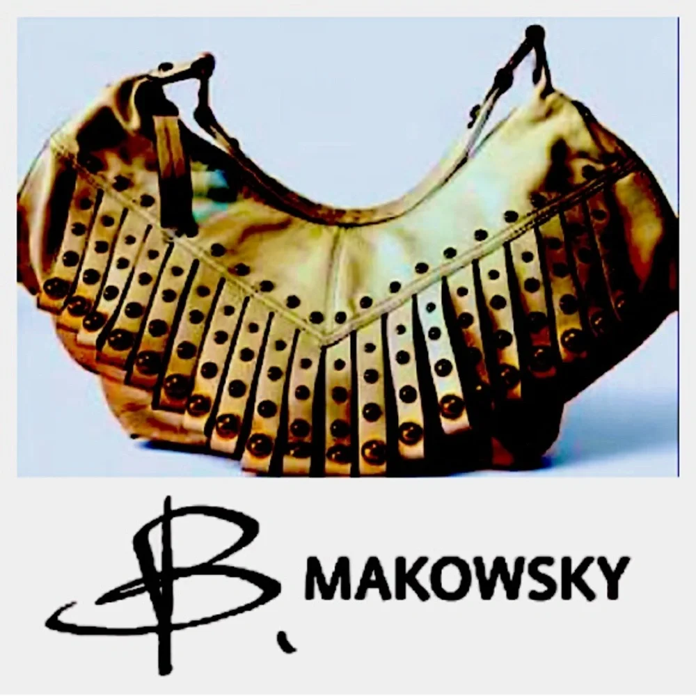 NEW!  B. Makowsky large metallic satchel